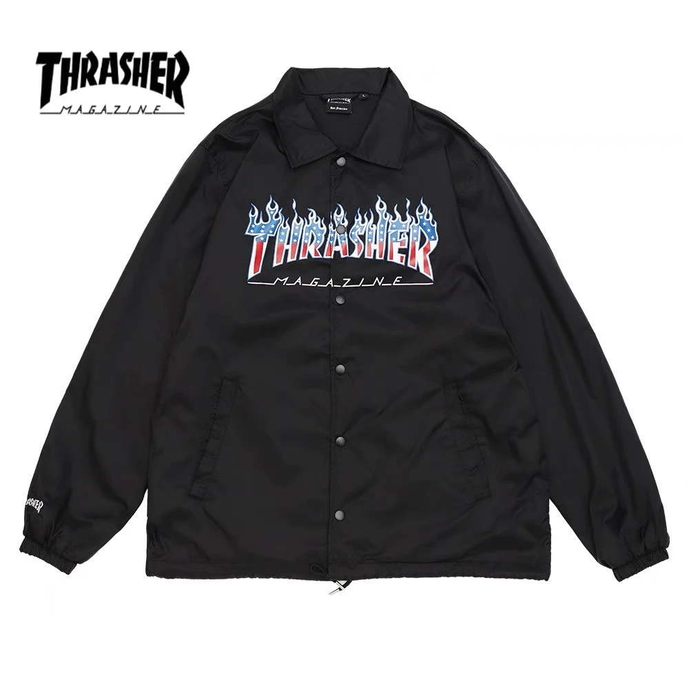 THRASHER日版JLP线满天星限定LOGO印花防风教练夹克秋冬百搭外套
