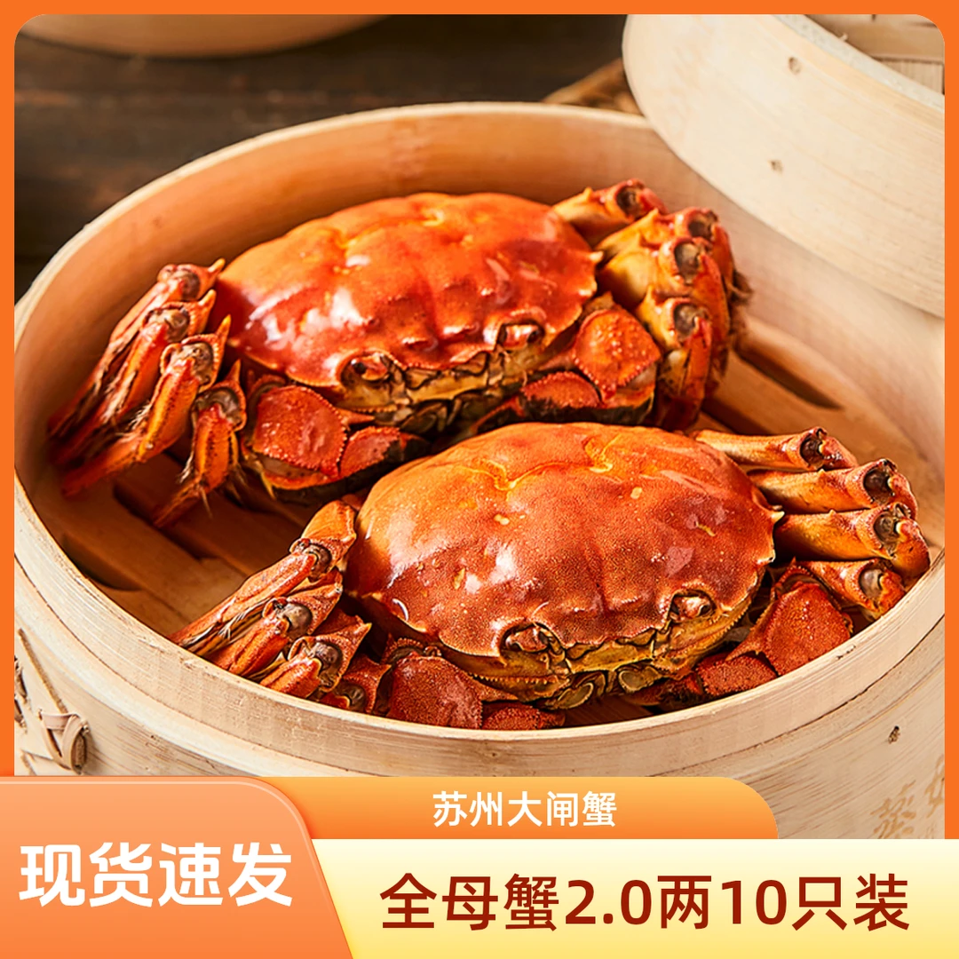 【活蟹】苏州精品大闸蟹 全母2.0两 10只装 顺丰空运包邮