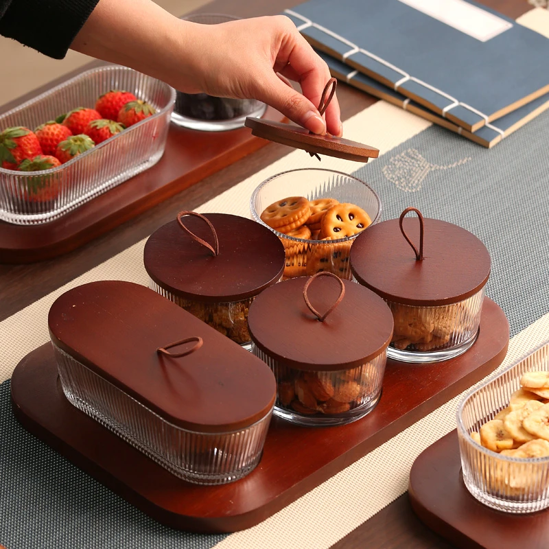 玻璃水果盘干果坚果盘客厅茶几分格小吃瓜子碟玻璃碗点心盘零食盘