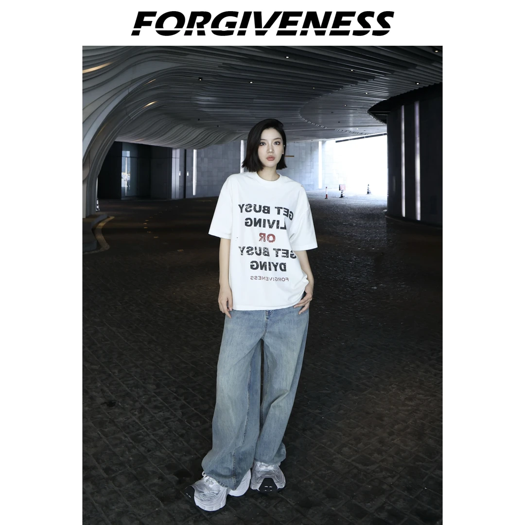 FORGIVENESS巴黎Baggy水洗百搭高街宽松做旧cleanfit休闲牛仔裤
