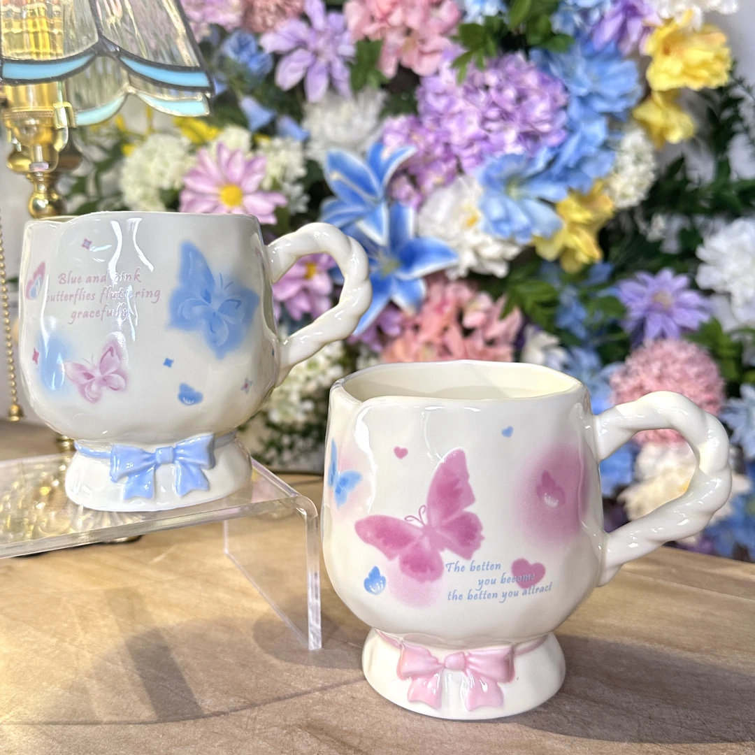 陶瓷釉下彩早餐杯浮雕大容量马克杯家用创意少女心情侣闺蜜杯送礼
