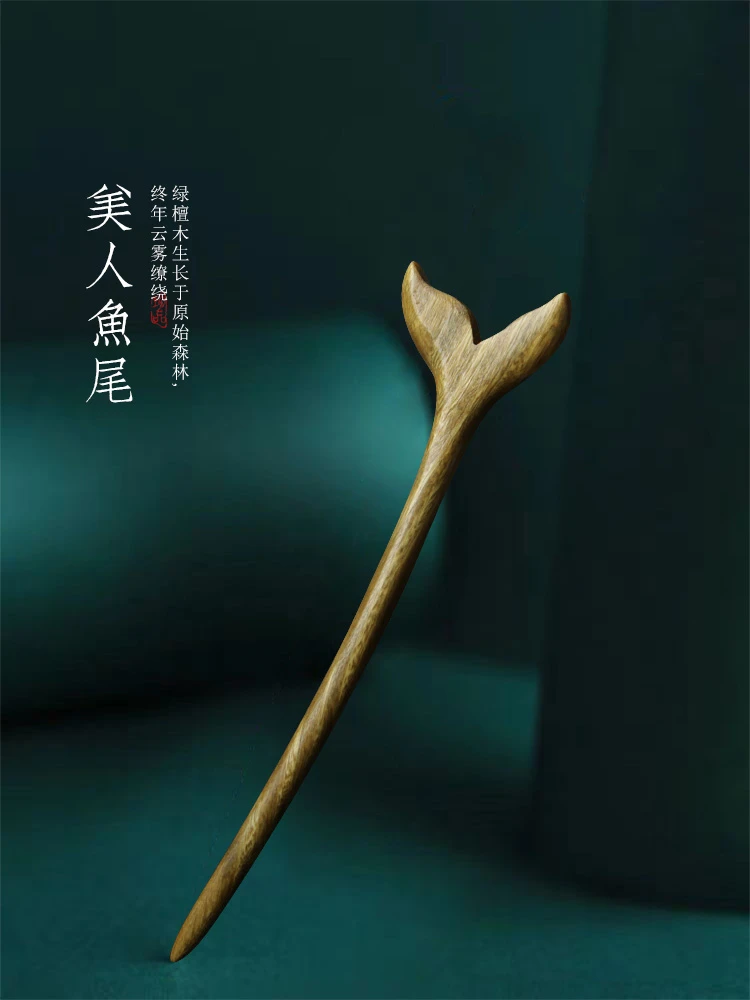 绿檀木古风发簪原创新中式手工木簪盘发钗高级感簪子简约现代日常
