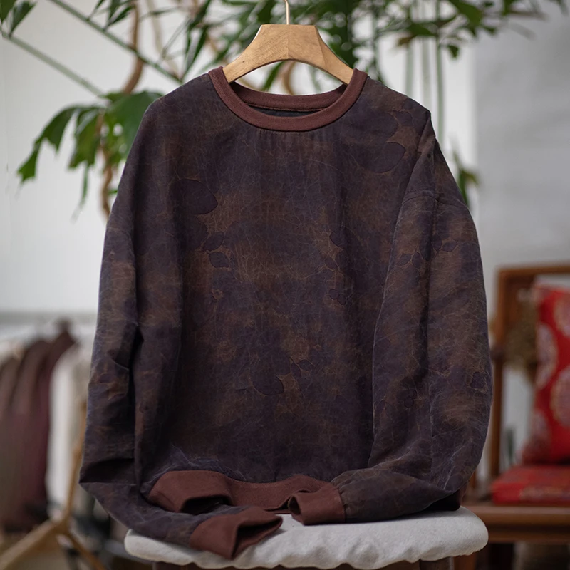 youyuansu/幽元素原创女装长袖宽松圆领重磅上衣