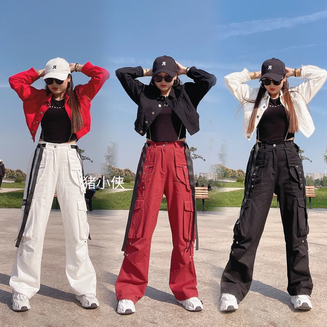 1010飘带斜纹棉秋冬小版直筒工装裤时尚显瘦裤子阔腿