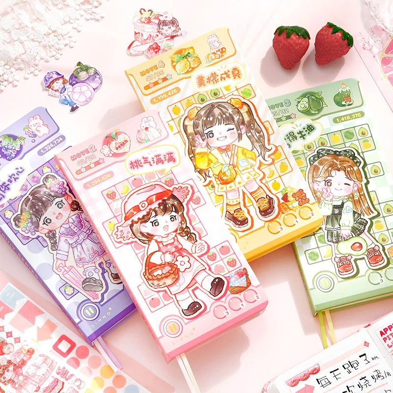 闪闪开心水果weeks手账本 高颜值可爱少女心方格内页周计划笔记本