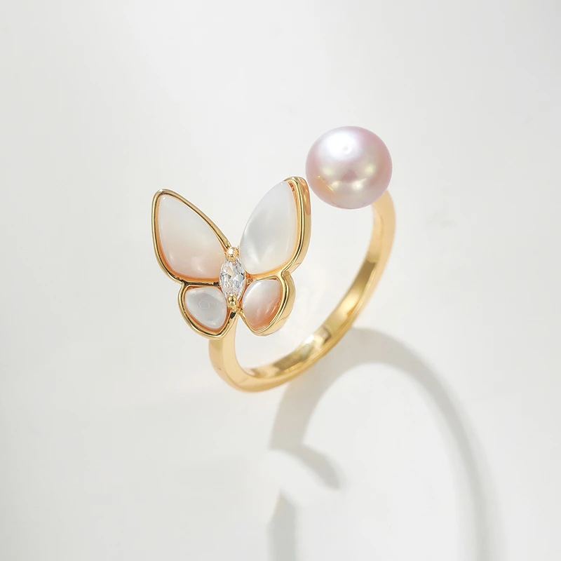 铜合金锆石戒指 时尚气质蝴蝶开口戒指6029