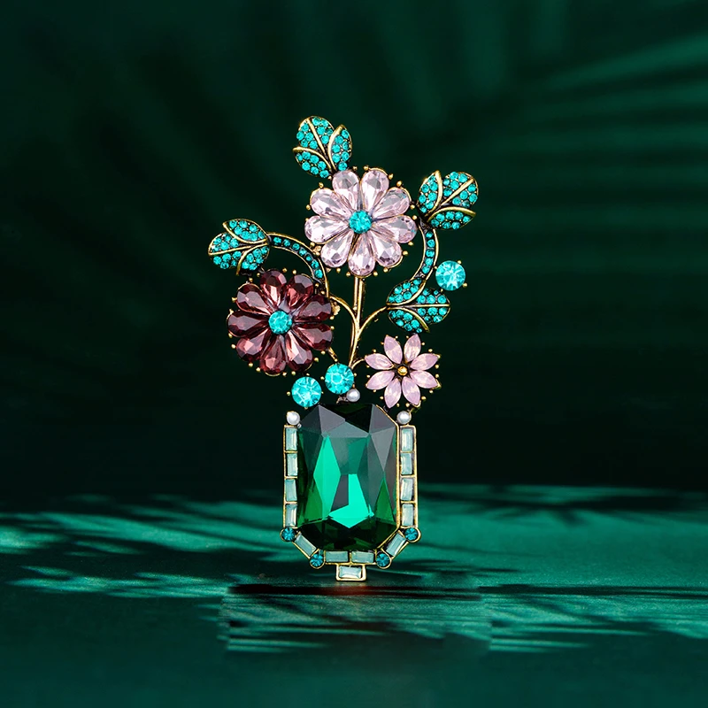 铜合金胸针 H普罗旺斯韩胸针镶钻时尚胸花盆绿饰品衬衣领针JT-456