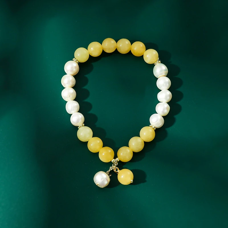 黄白珠珠手链项链套装  5198