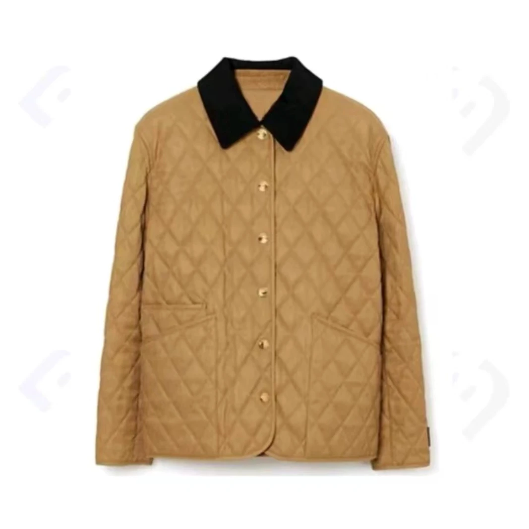 2025冬季新款情侣款灯芯绒翻领菱形纹奶奶服外套 A8031【玥】