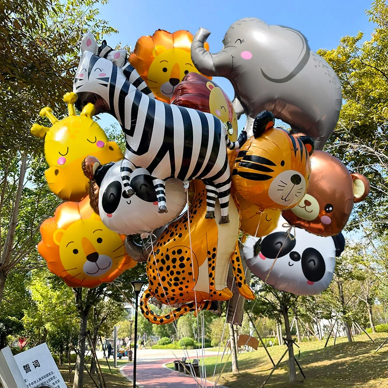 卡通动物造型氦气飘空气球飞天宝宝绑腿满月生日派对装饰玩具布置