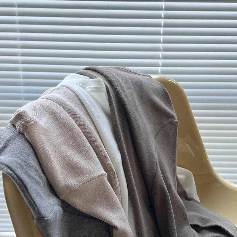 【Miss兔小兔】通勤百搭~秋季软糯弹力圆领白色长袖内搭T恤女打底衫