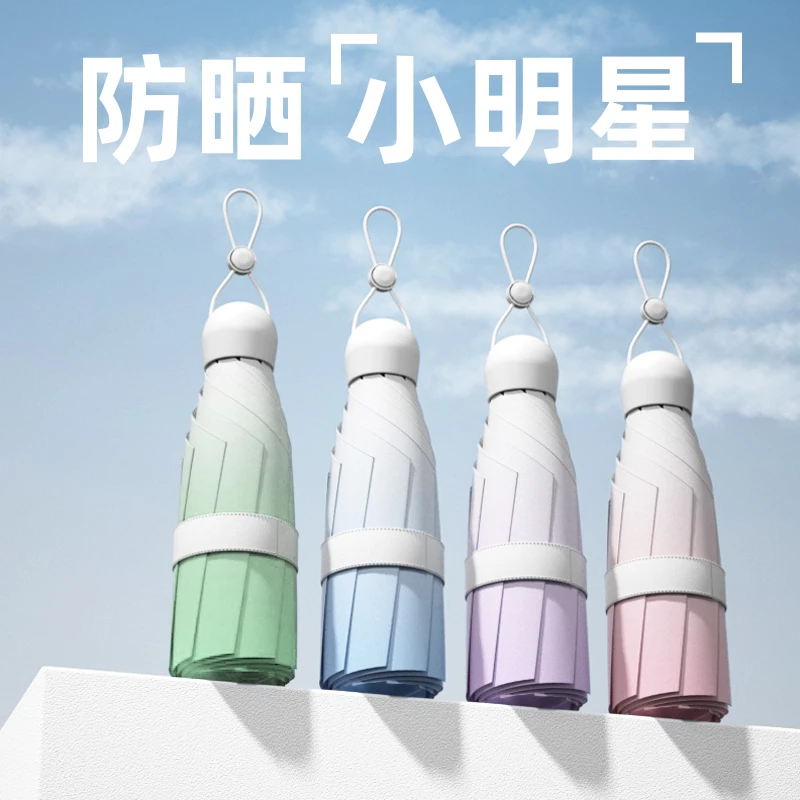 女士遮阳伞加厚黑胶防晒伞防紫外线迷你小巧学生胶囊双龙骨晴雨伞