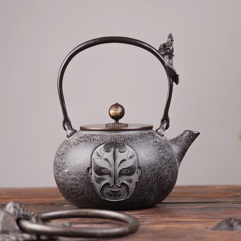 藏王堂 生铁壶纯手工白肌脸谱茶道1200CC家用煮水器铁壶