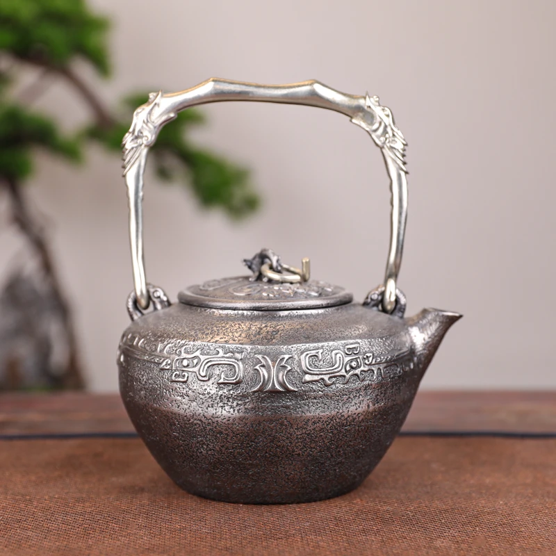 雨宫宗落款砂铁壶全手工砂铁瑞兽 1200CC煮水器铁壶提梁壶家用