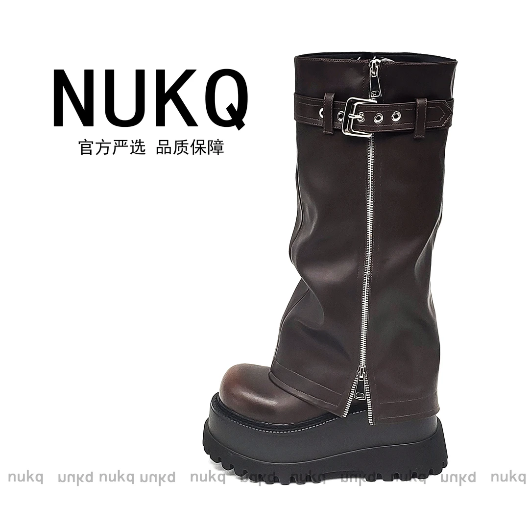 大悦NUKQ 增高8厘米裤筒靴 定制腿围女士长筒靴 小个子质感长靴