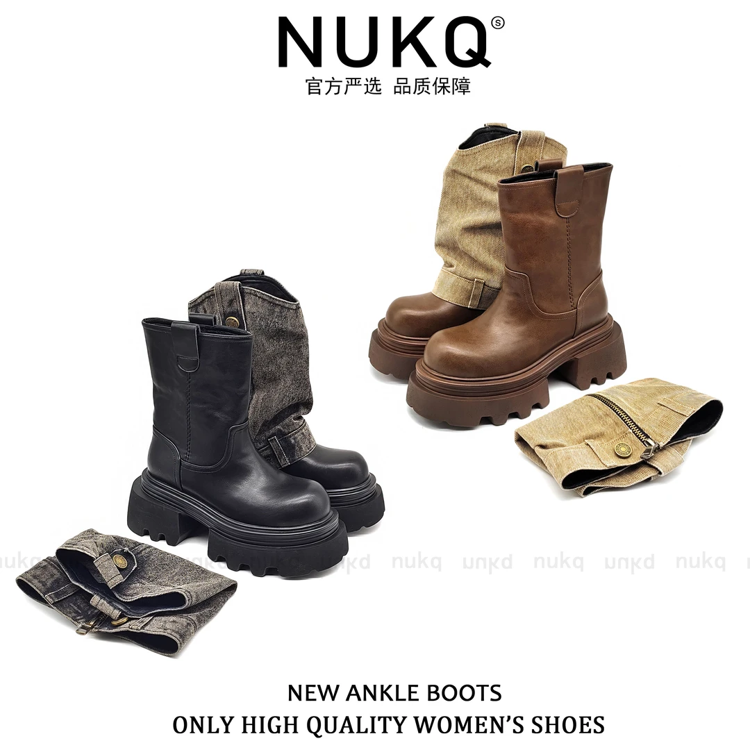 一靴两穿【大悦严选】马丁靴 高跟厚底时尚夏季甜美百搭女款时装靴