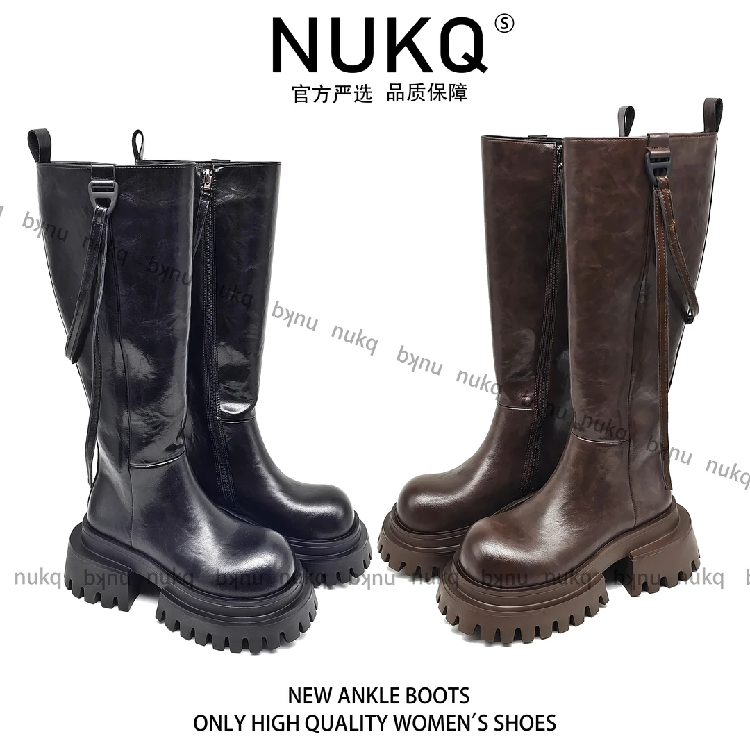 巴家纯原【大悦严选】 跟高7厘米 标准腿围 时尚圆头长靴（大悦专属）