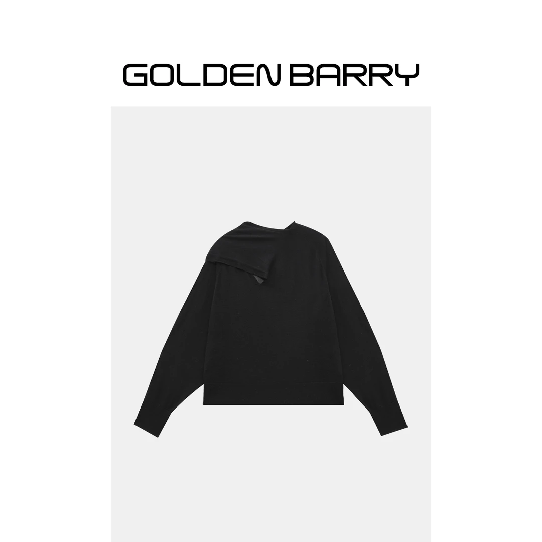 GOLDENBARRY|241217设计款领口羊毛毛衣