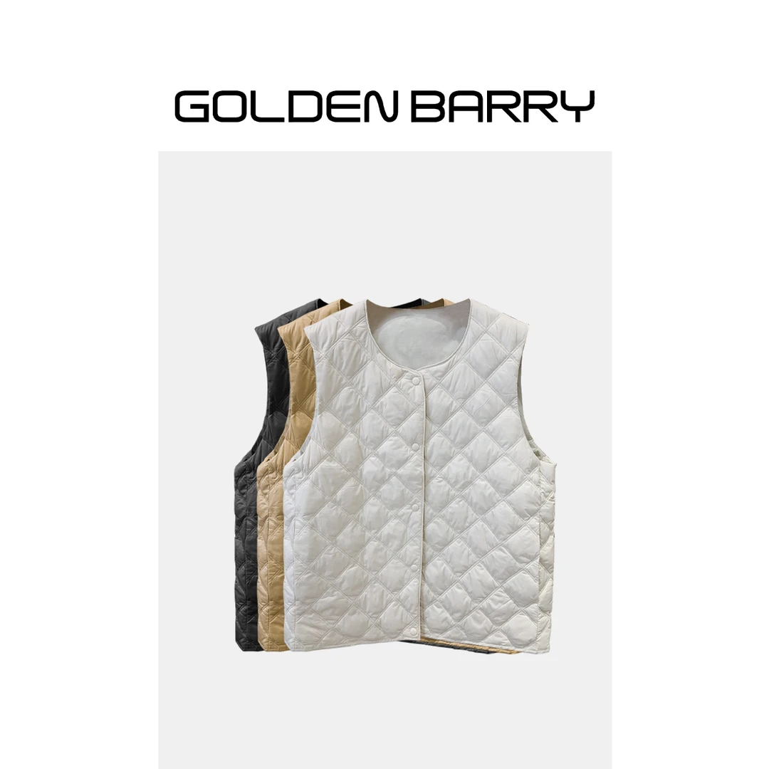 GOLDENBARRY|135029菱格圆领轻薄鹅绒马甲