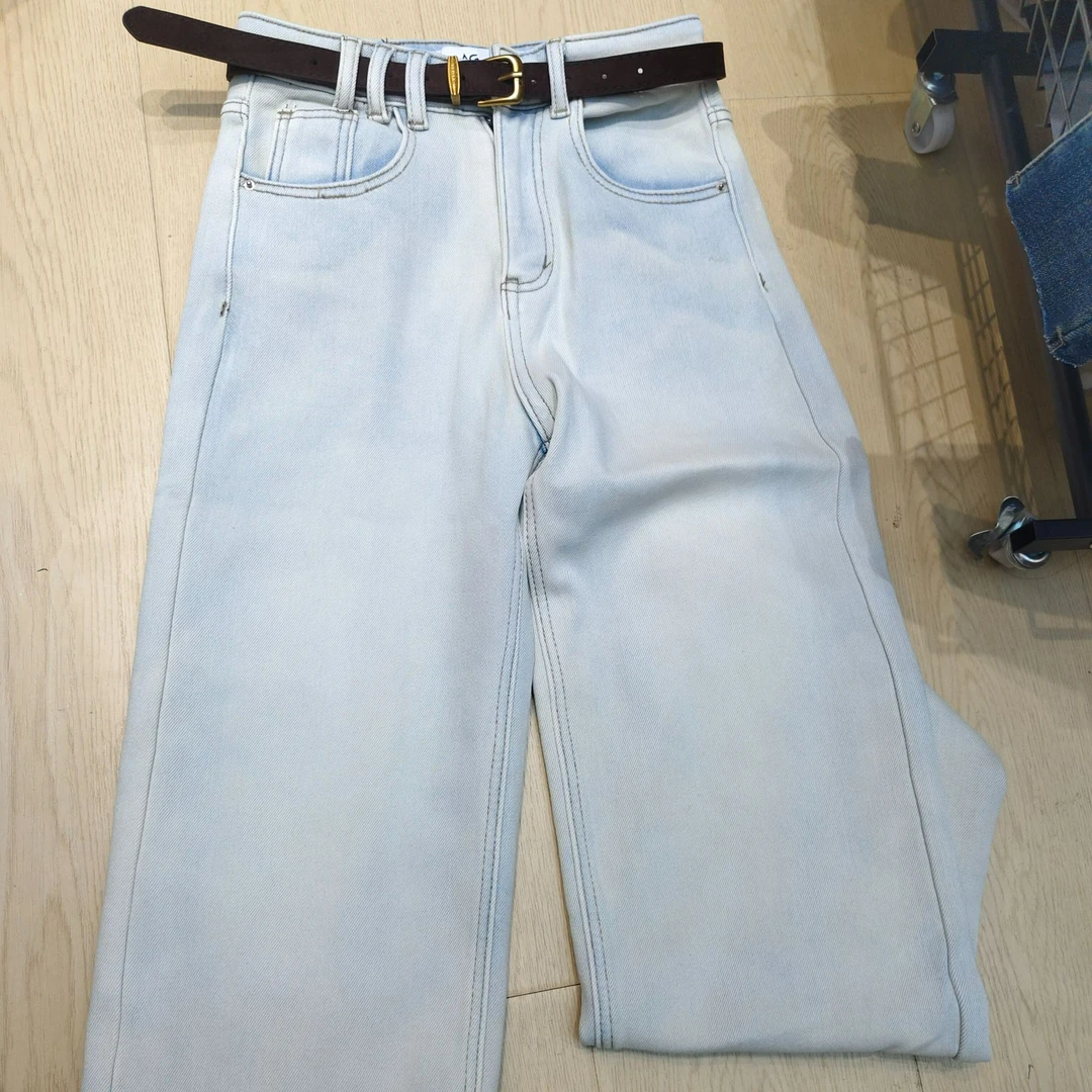 89619冬季新款加绒加厚水洗软牛仔裤