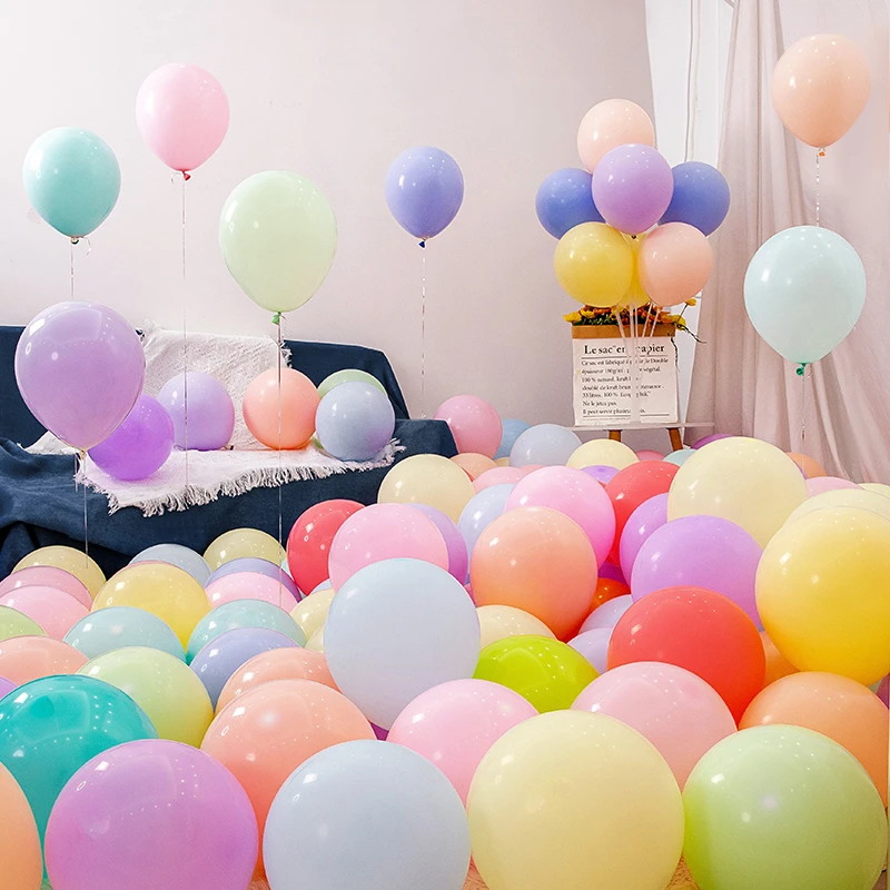 加厚马卡龙色气球装饰无毒儿童生日彩色场景氛围布置用品汽球批发