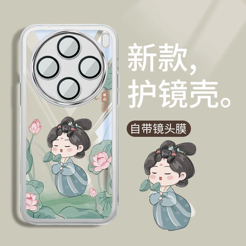 唐美人vivox100手机壳x100pro全包防摔卡通女自带镜头膜可爱软套
