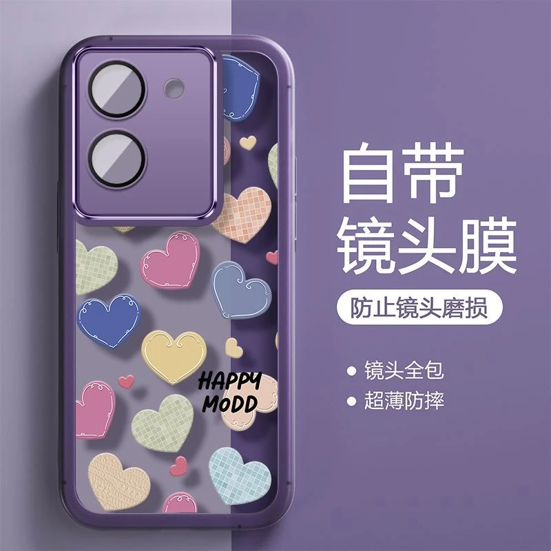 vivoY100手机壳全包防摔爱心带镜头膜男女超薄网红ins潮牌软透明