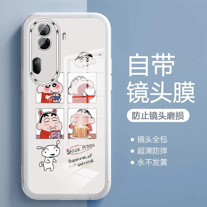 蜡笔小新oppoReno11手机壳防摔Reno11PRO自带镜头膜高级感趣味