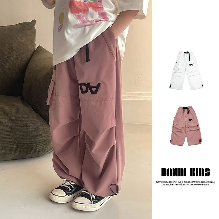 【嗒囜】女童裤子春秋季时尚宽松工装裤束脚裤中大童休闲裤241500