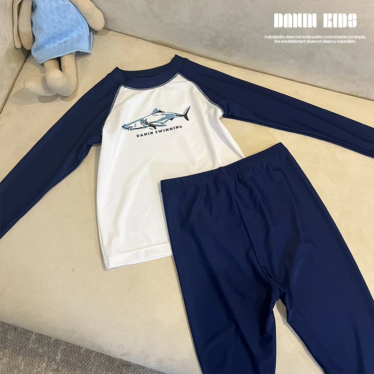 【嗒囜】231700 儿童长袖分体衣泳装套装儿童夏季玩水速干时尚泳