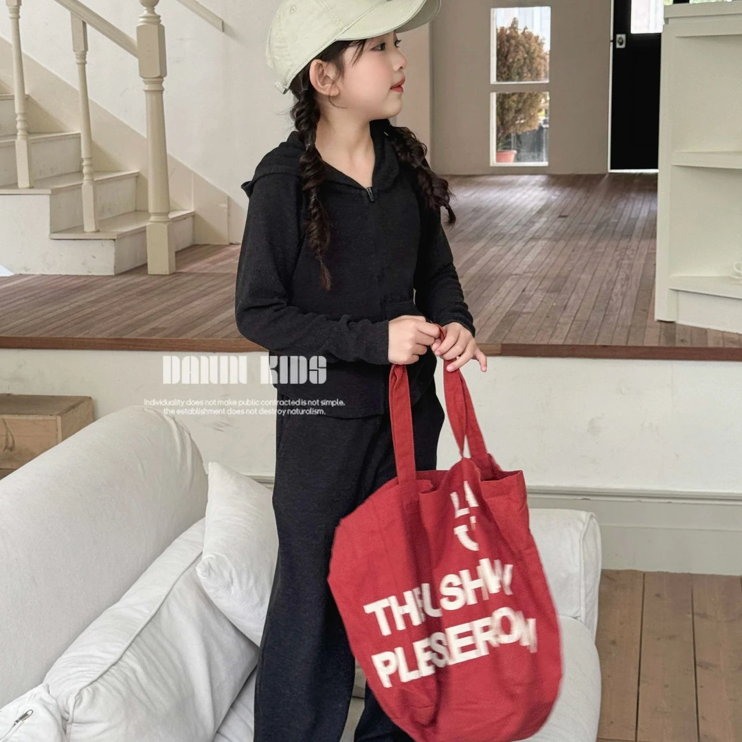 【嗒囜】女童秋装运动休闲套装儿童衣服连帽外套+宽松阔腿裤两件套