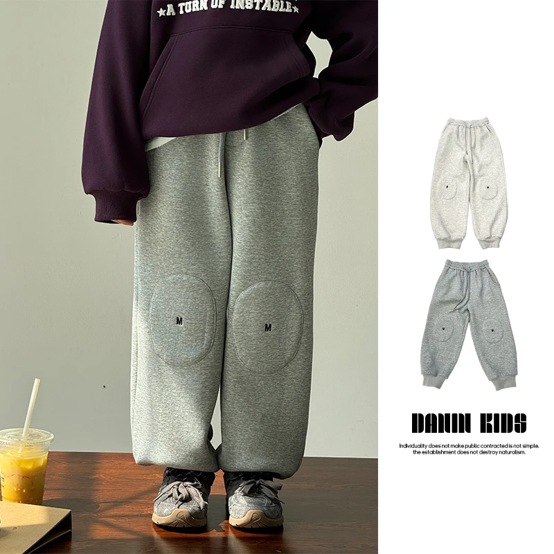 【嗒囜】女童冬季加绒休闲卫裤儿童长裤百搭童装宽松阔腿束脚运动裤