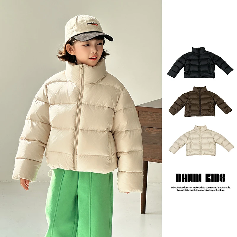 【嗒囜】男女童冬季保暖百搭立领萌娃羽绒服中大童韩版宽松休闲外套