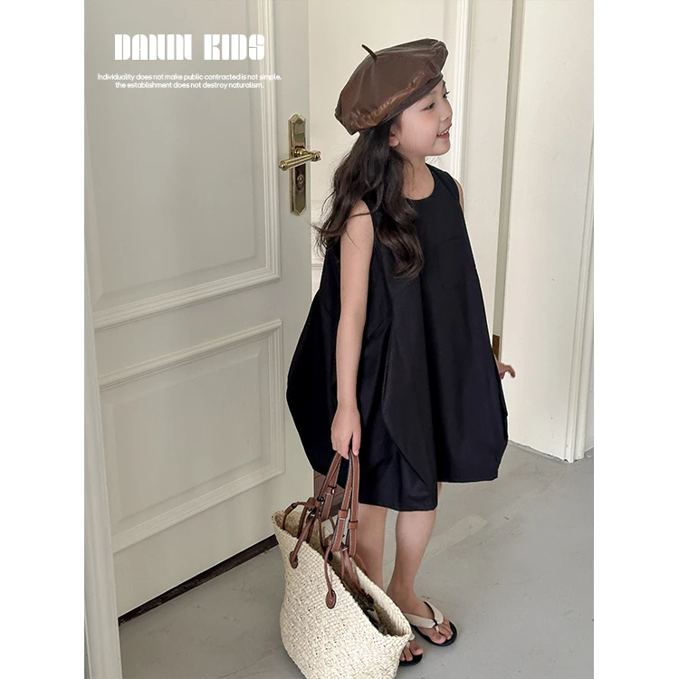 【嗒囜】女童气质设计感宽松无袖连衣裙宝宝时尚背心裙242118