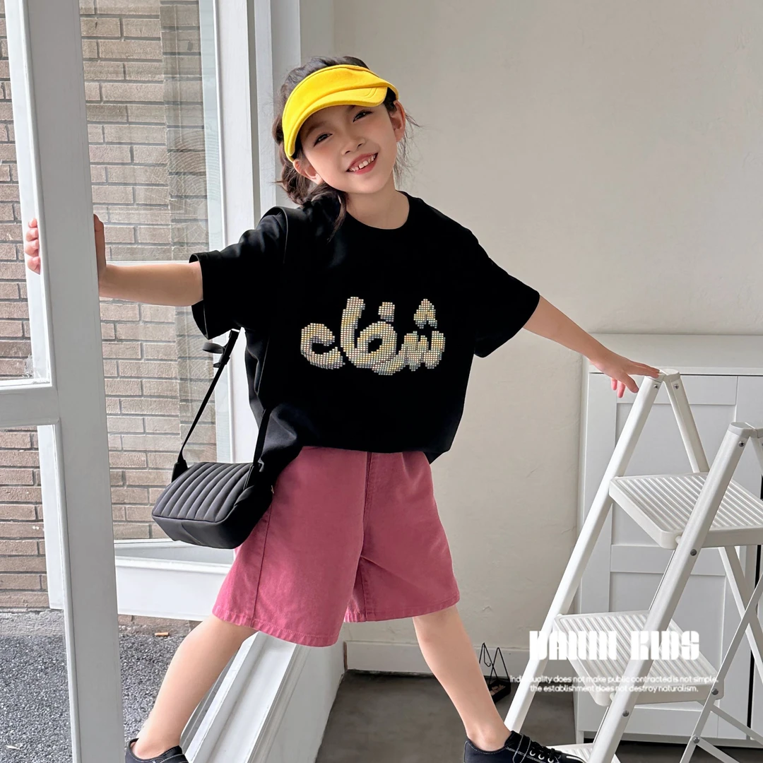 【嗒囜】时尚童装夏季百搭字母印花短袖T恤中大童圆领亲子洋气上衣