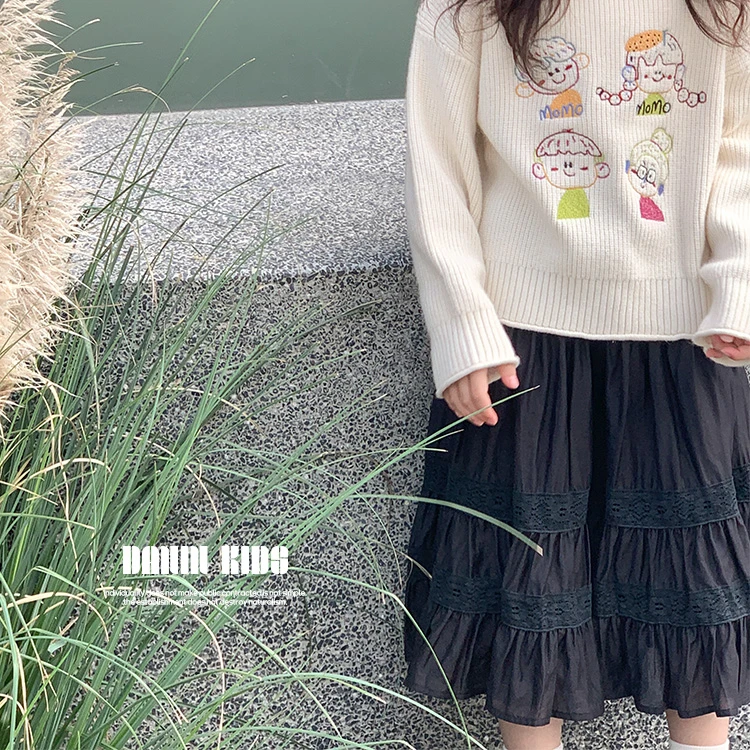 【嗒囜】女童秋韩版松紧腰中长款半身裙公主裙高腰宽松A字裙238392