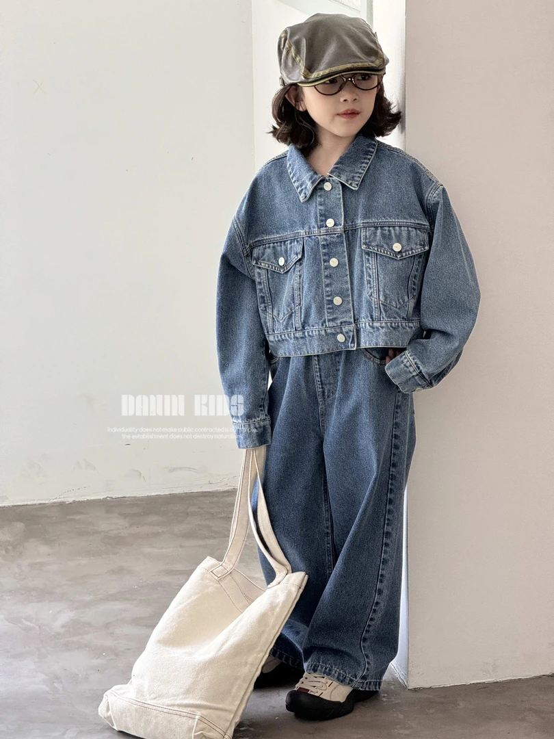 【嗒囜】儿童时尚百搭牛仔服+牛仔裤套装中大童休闲洋气牛仔两件套