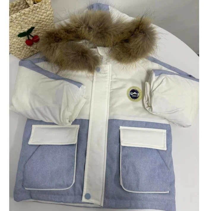 Petit Avril/贝甜男童时尚百搭白蓝连帽羽绒服4219