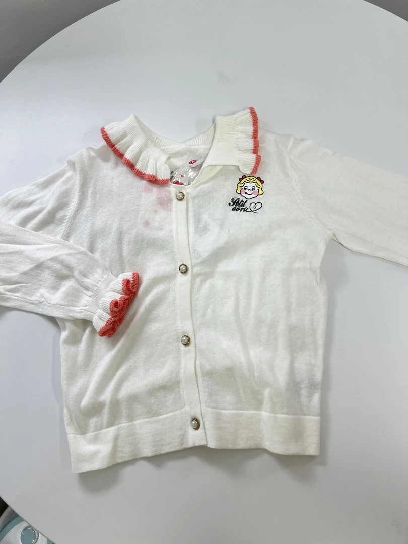 Petit Avril/贝甜女童春季可爱女孩木耳领针织开衫2154