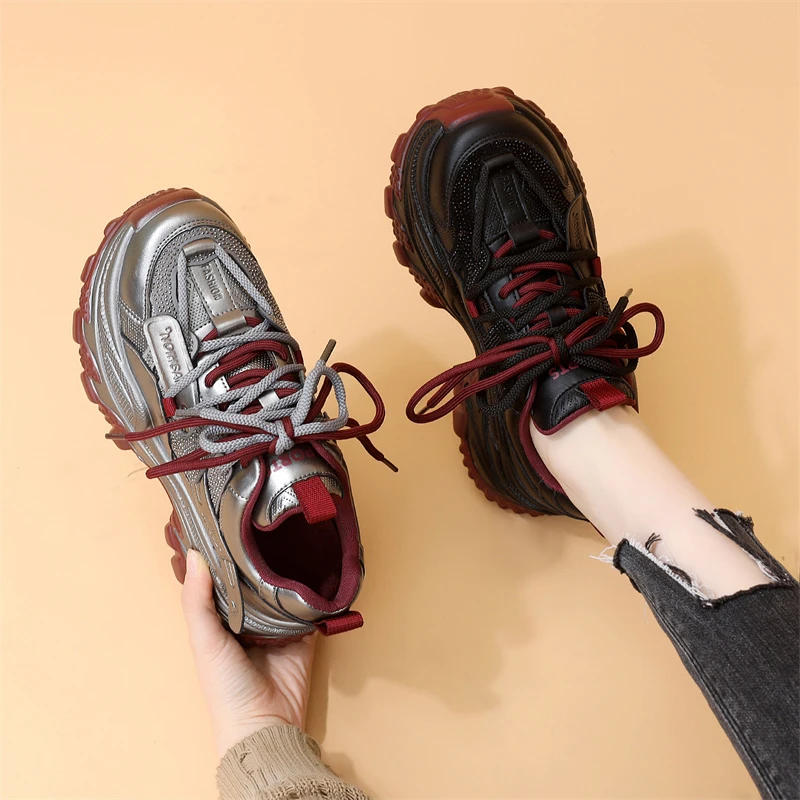 爆款女鞋老爹鞋女2025新款厚底休闲鞋增高松糕底高颜值平底运动鞋