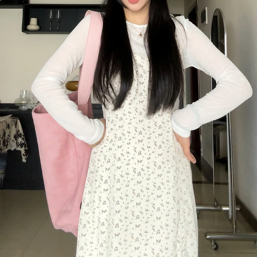 【LAN.LAN】法式复古白搭秋季碎花收腰显瘦吊带连衣裙