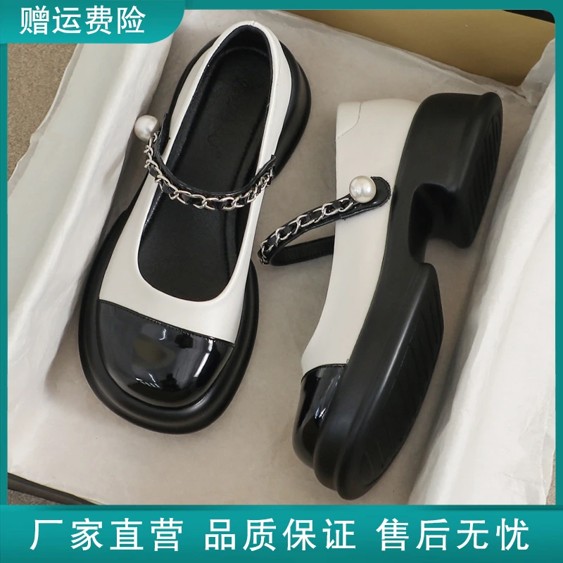 玛丽珍女鞋2025新款夏季英伦风33高跟34码厚底乐福透气小皮鞋