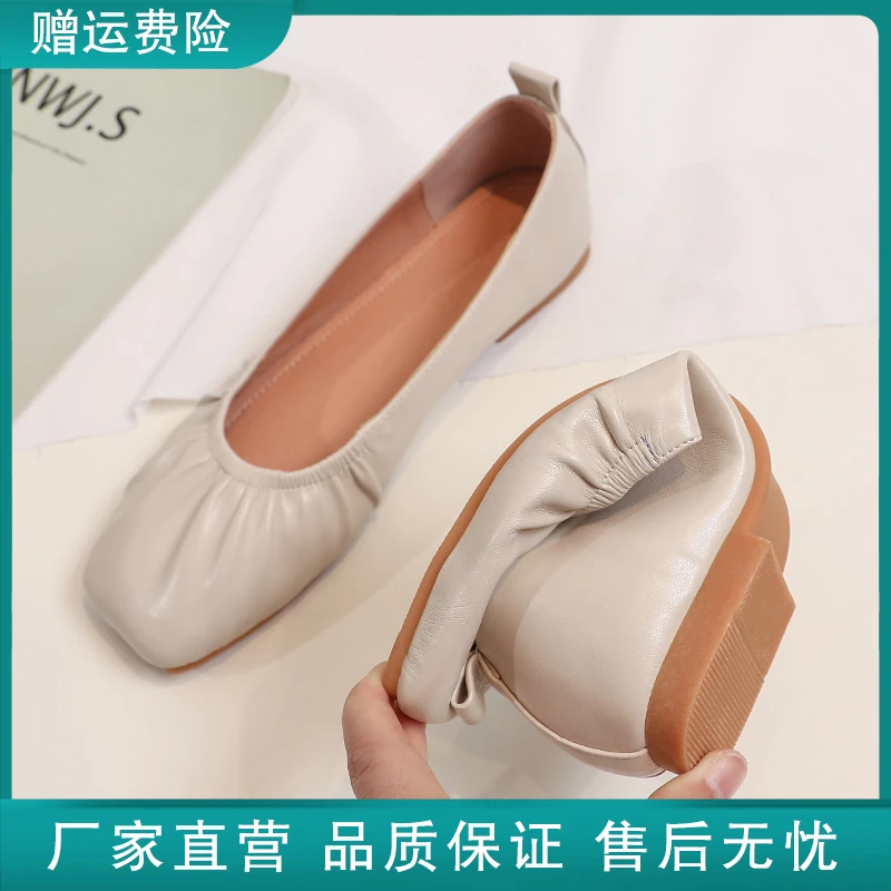 玛丽珍女鞋2025新款夏季软底休闲平底豆豆单鞋透气舒适小皮鞋