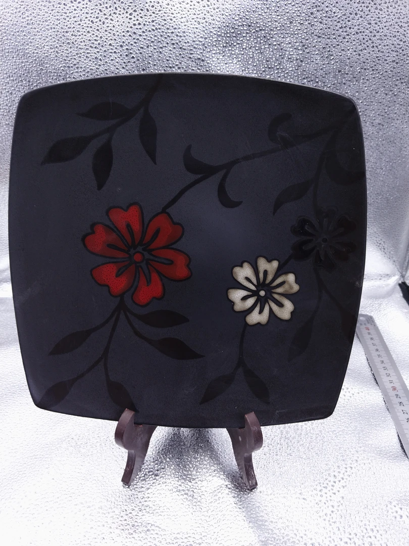 622微瑕品黑色手绘大方盘