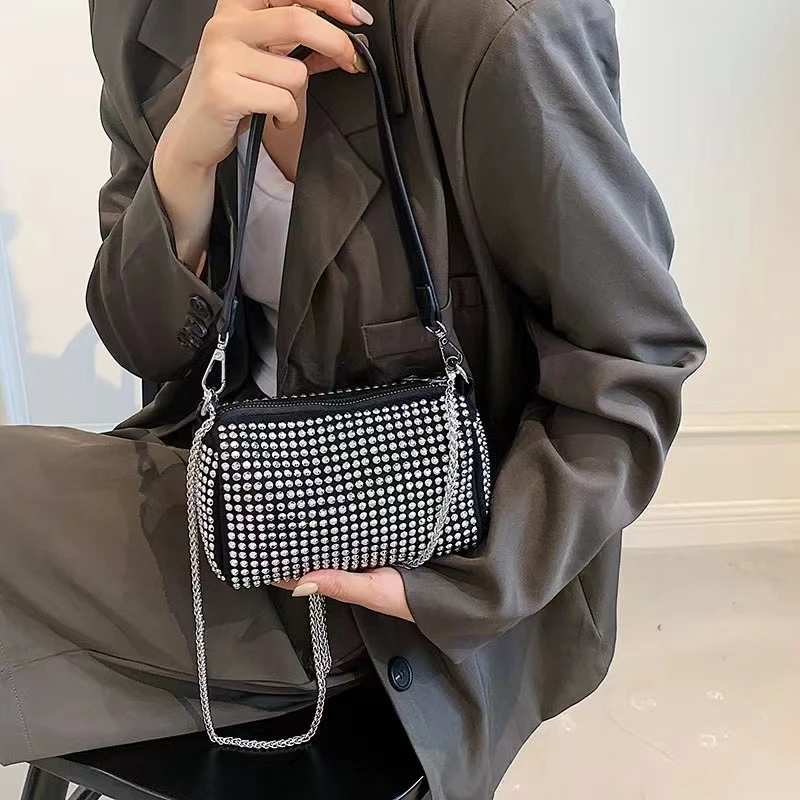 【宠粉福利】满钻镶嵌今年流行小包包女2023新款百搭便携斜挎链条包