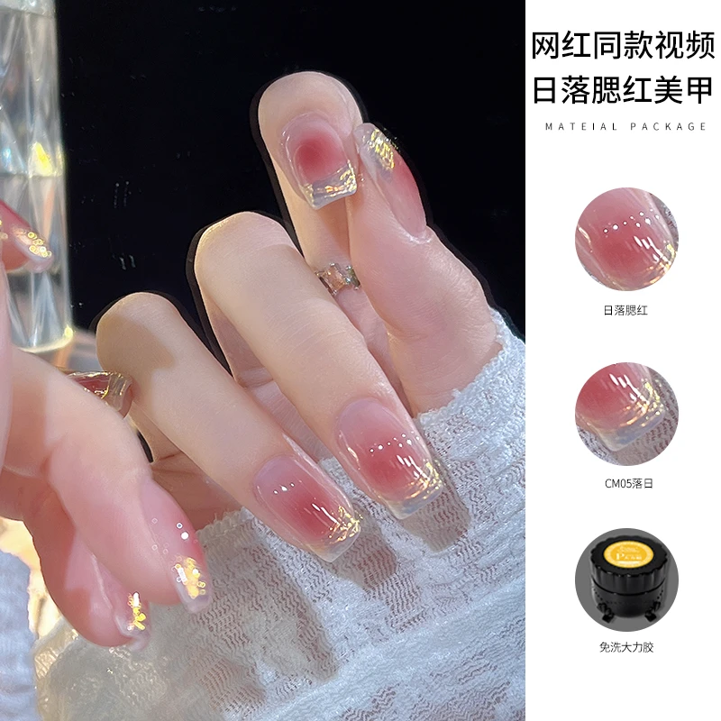 网红爆款仙女极光粉指甲油胶流行色显白美甲冰透魔镜粉珠光粉套装