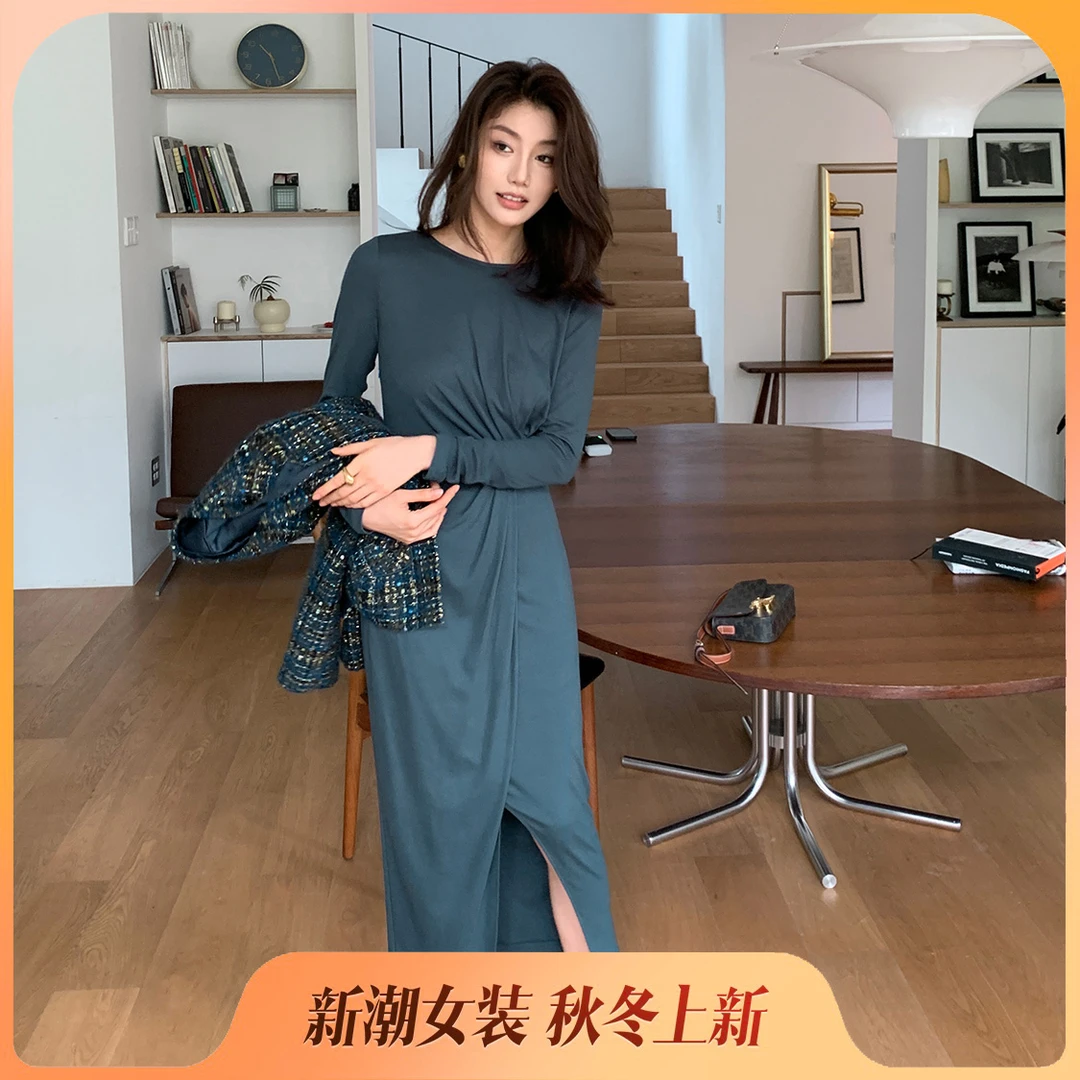 【ALONESAVOR】瓦尔登湖莫代尔双面针织内搭秋冬高弹显瘦连衣裙T095
