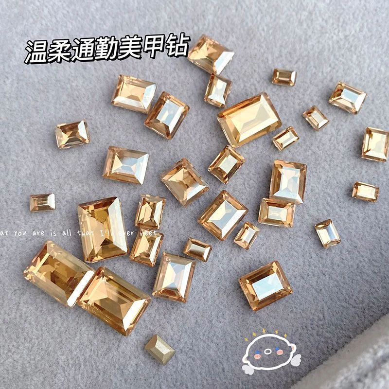 K9指甲钻方糖美甲钻超闪尖底异形钻立体大中小进号长方直角美甲店