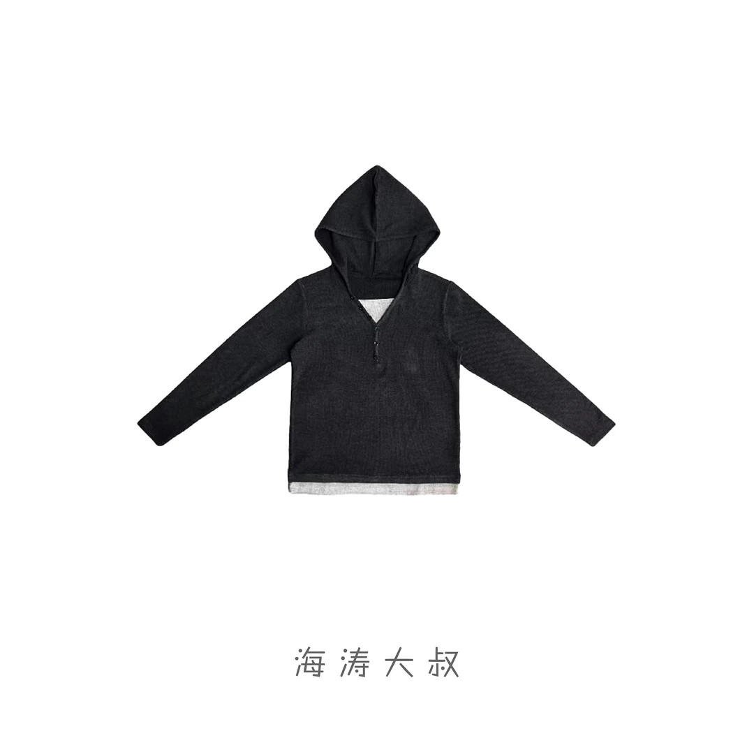 【海涛大叔】【宝藏衣橱】德绒假两件休闲帽衫 GS021