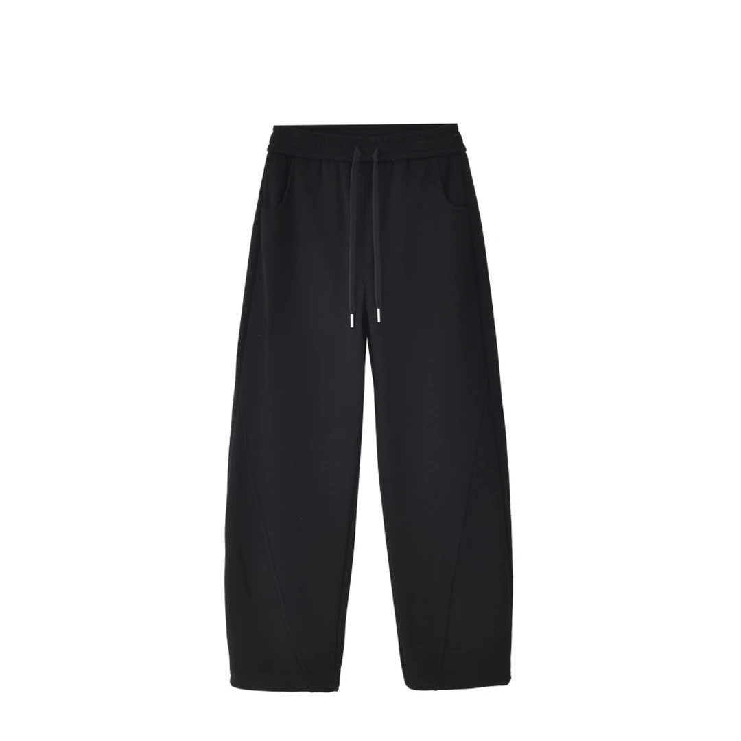 K1810冬款加绒纯色新款高腰宽松显瘦阔腿弯刀裤